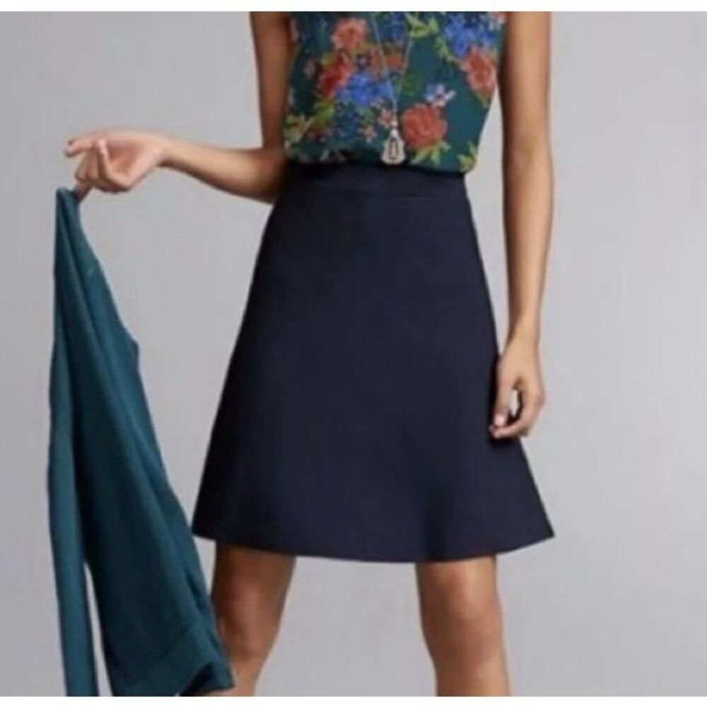 Cabi Dark Navy Knit High Waist Unlined A-line Skirt Size Medium #200